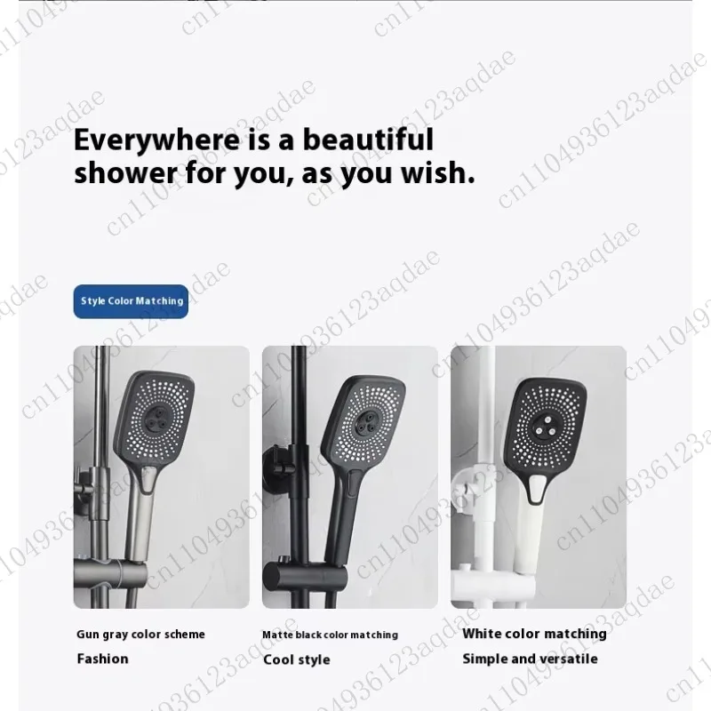 Shower Set Modern White Temperature Display Shower System Rainfall Wall-Mounted Bathroom Shower Faucet