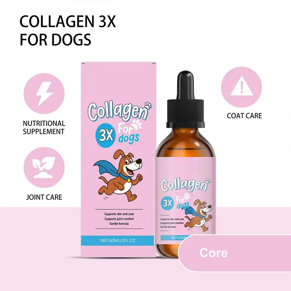 1/2/3-Piece Dog Collagen Drops Gentle Formula for Coat Skin Care Main Dietary Supplement Dog Cleaning Supplies