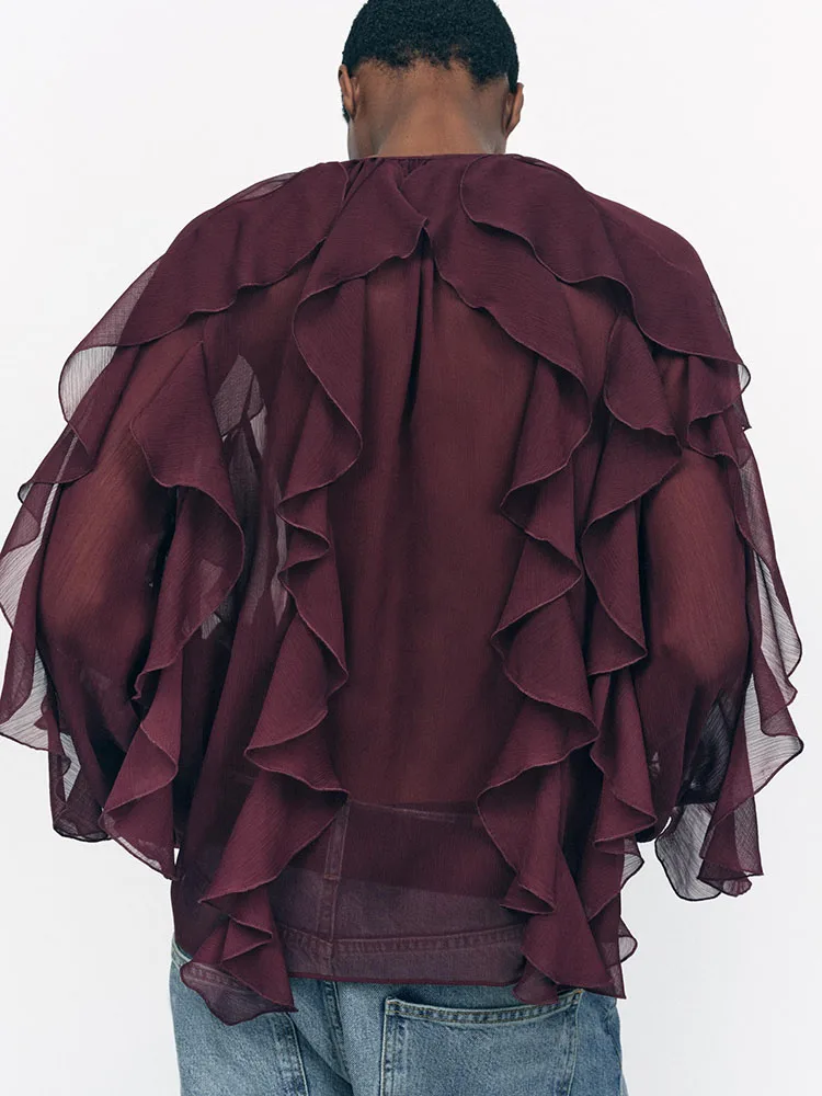 

Spring New Arrival Women's Faionable Long Sve V-Ne irt Layered Decoration Versatile Commute Sle Regular Length