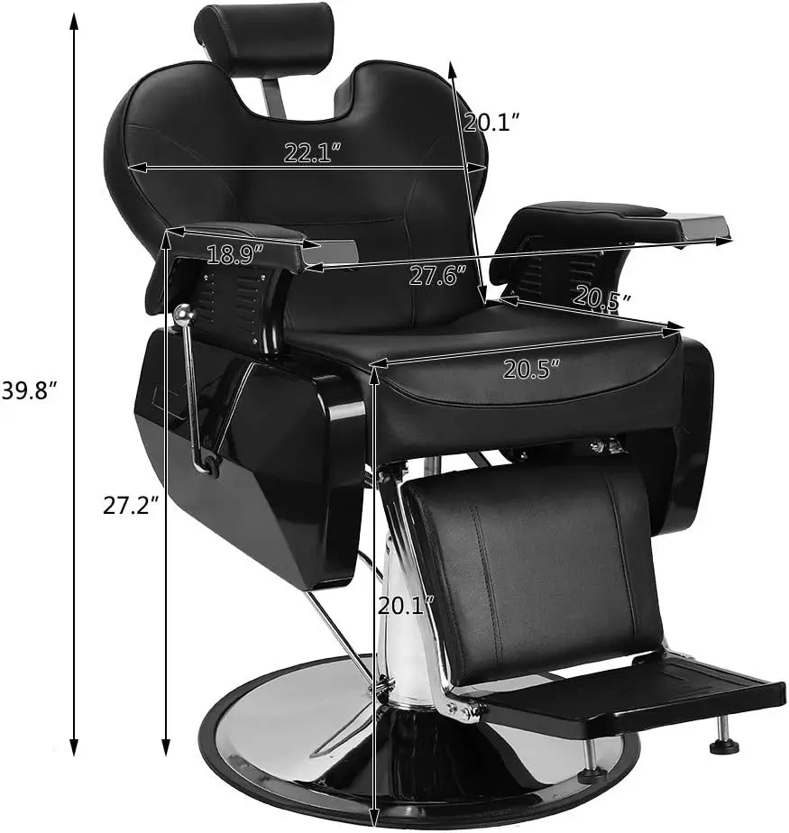 Omysalon All Purpose Hydraulic Barber Chair Recline 360 Degree Swivel Height Adjustable Heavy Duty Hairdresser Chair Beauty