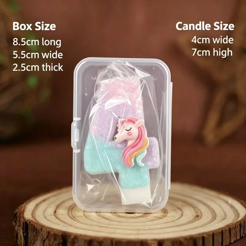 Cartoon Unicorn Digital Candles Birthday Cake Decorations Creative Plugin Number 0-9 Glitter Birthday Party Handmade Candles
