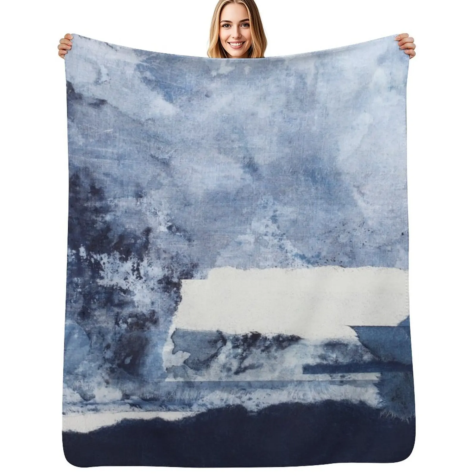 

navy blue abstract Throw Blanket Soft Breathable Blanket for Night Sleeping