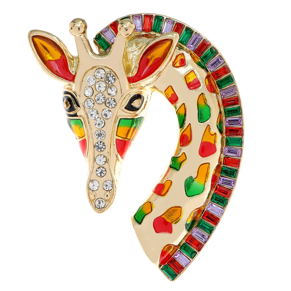 CINDY XIANG Multicolor Rhinestone Giraffe Brooch Vintage Fashion Animal Pin Unisex Party Jewelry 2 Colors Available High Quality