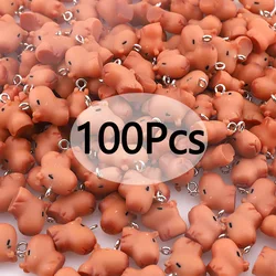 100pcs Mini Capybara Resin Charms Bulk Wholesale Cute Lazy Animal Pendant For Earring Bracelet Charm Jewelry DIY