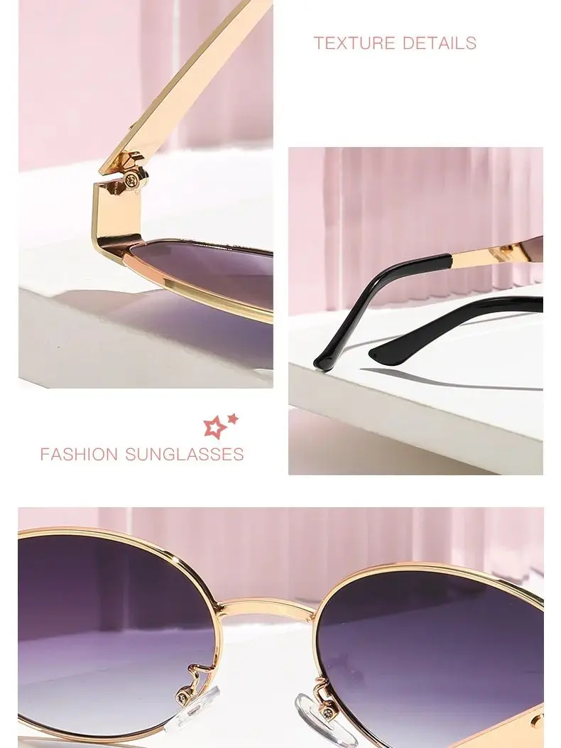 Luxe designer merk zonnebril voor dames en heren ovaal metalen frame unisex bril stijlvolle glamour brillen retro gouden randen ovaal - afbeelding 2