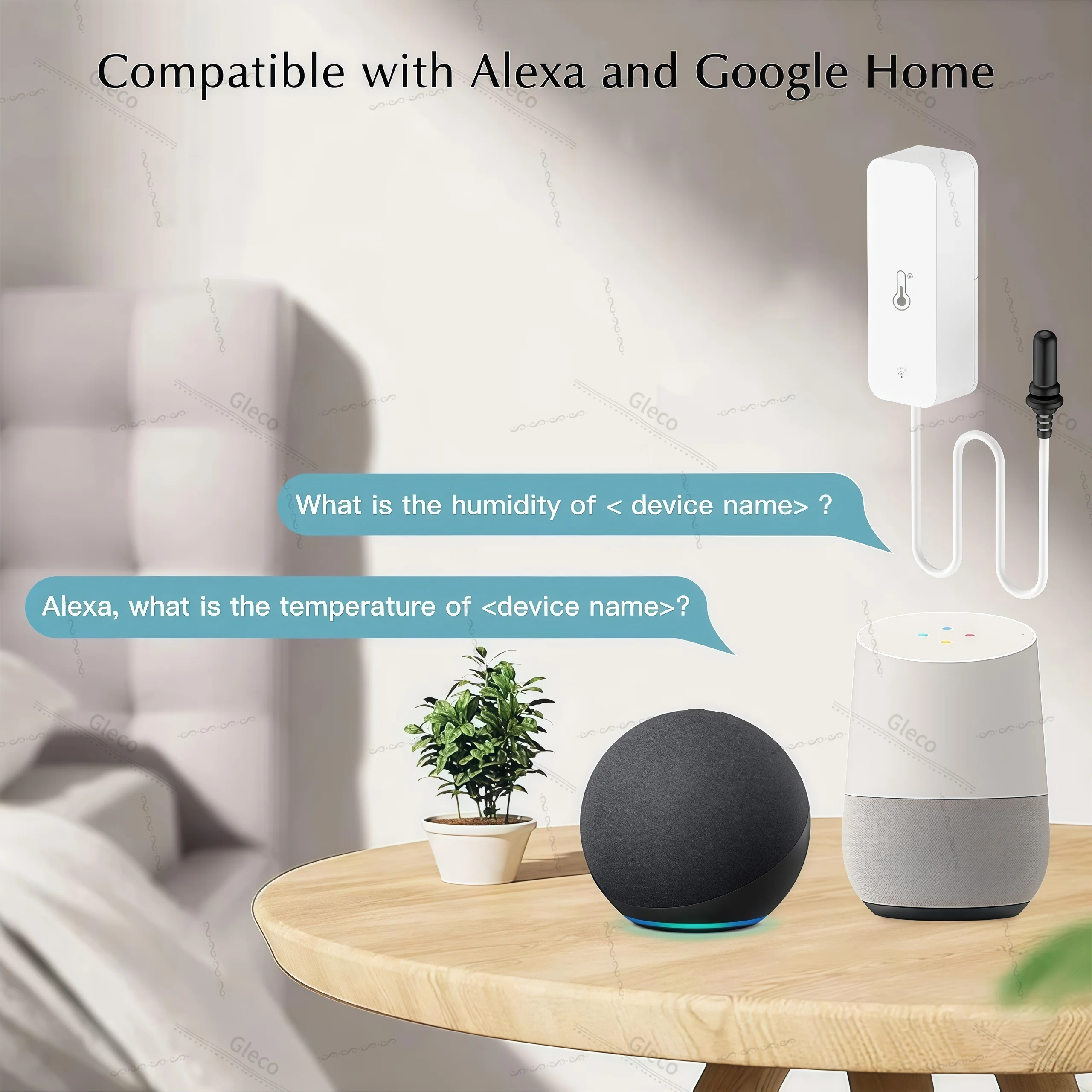 Tuya Wifi مستشعر درجة الحرارة والرطوبة مع مسبار خارجي مقياس رطوبة الحياة الذكية مراقبة التطبيق للنباتات حوض السمك النبيذ