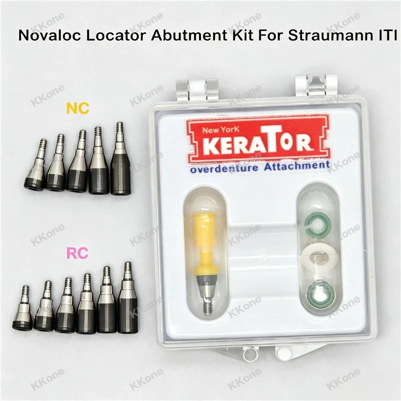 5Set Dental Novaloc Locator Abutment Kit For Straumann ITI NC RC Grade 5 Titanium ADLC Coated Dental Implant Tool