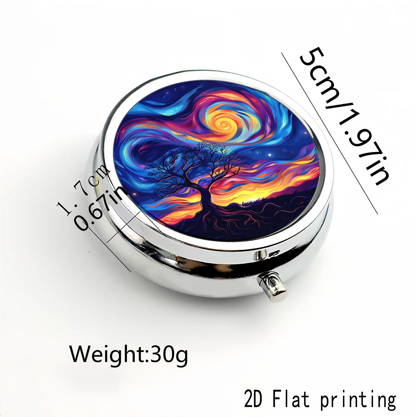 Colorful Starry Sky Swirl Pattern Square and Round Small Medicine Box, Portable Medicine Storage, Small Jewelry Storage, Suitable for Handbags or Travel, Holiday Gifts, Souvenirs, Prizes, Small Gifts