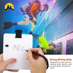 Underwater Writing Slate Diving Wordpad Gear Board with Swivel Clip and Pencil for Water Sports Diving Swimming Accessory