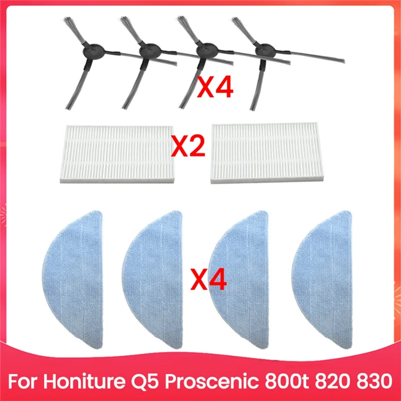 

Side Brush Filter Mop Cloth Kit For Honiture Q5 Proscenic 800T 820 830 Vacuum Cleaner Replacement Parts