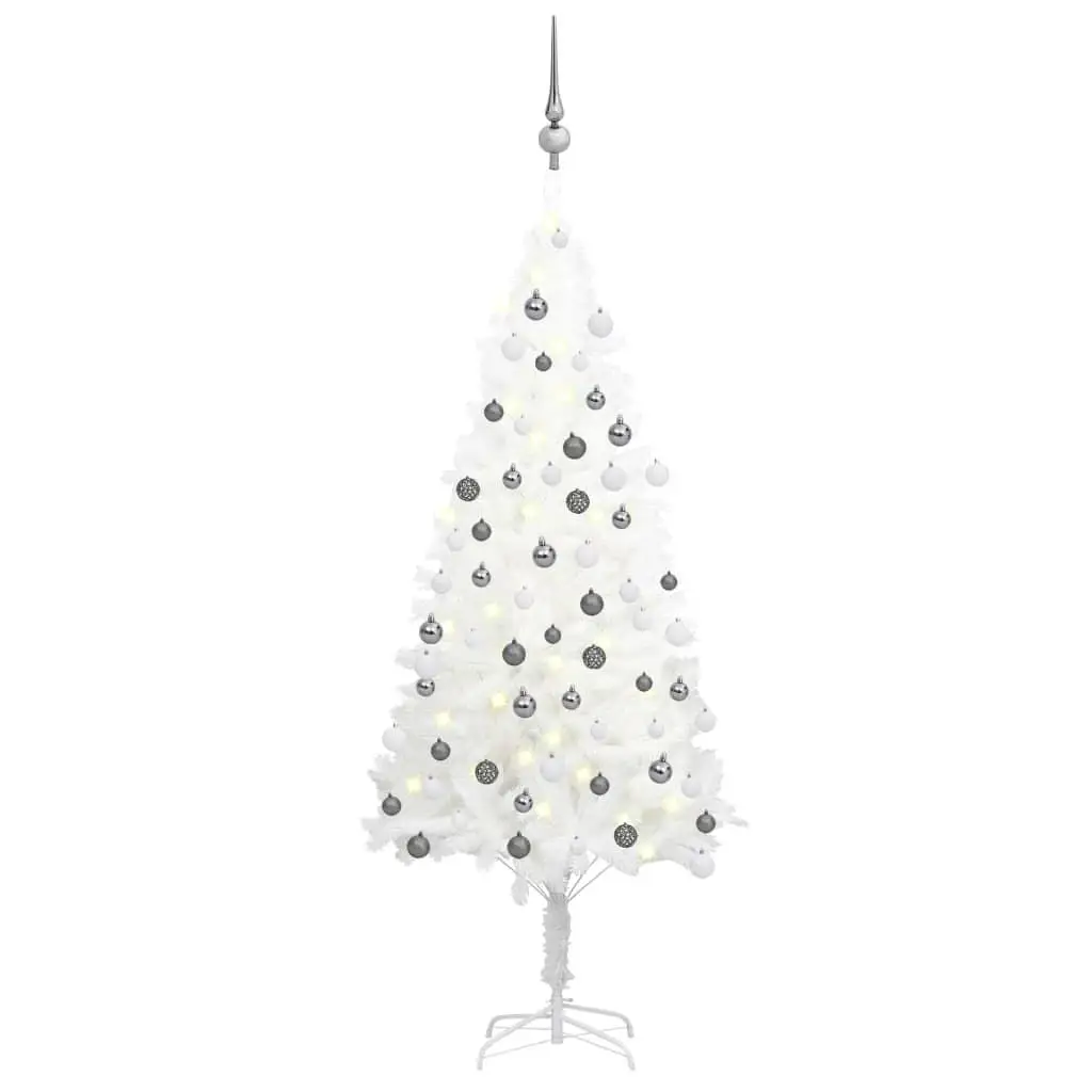 47.2 Artificial White Pre-Lit Christmas Tree with Ball Set - Perfect Holiday Decor!