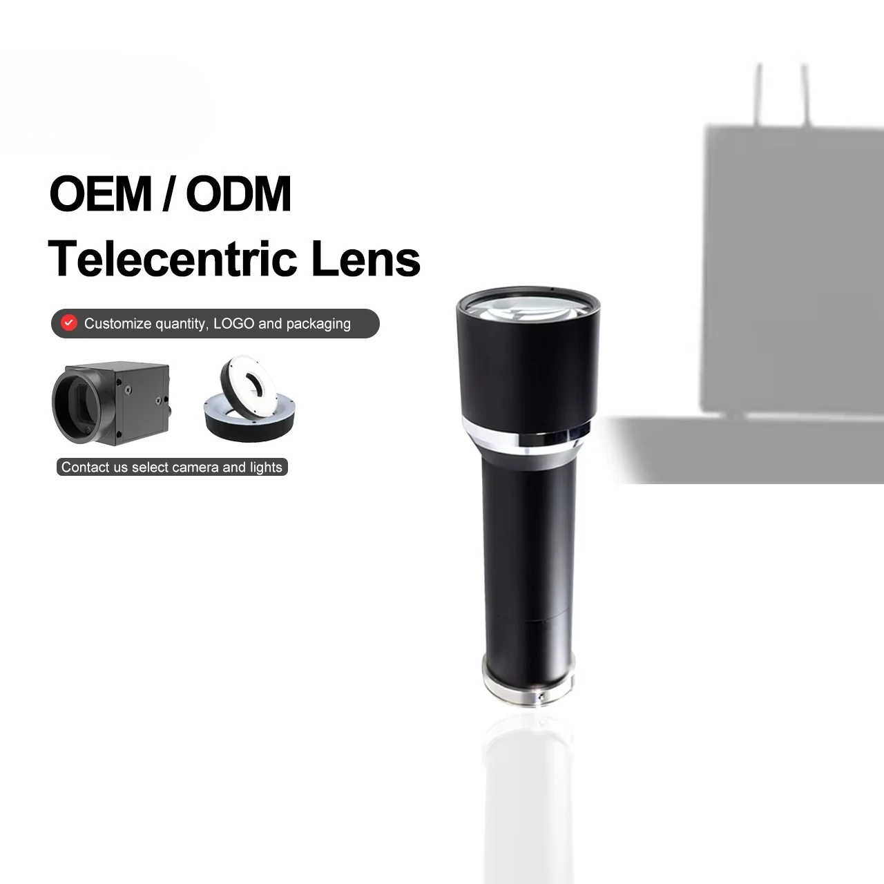 على عدسة Telecentric منخفضة التشويهWD=178 مم 0.5X 2/3 بوصة آلة المعالجة الصناعية C-mount Visi