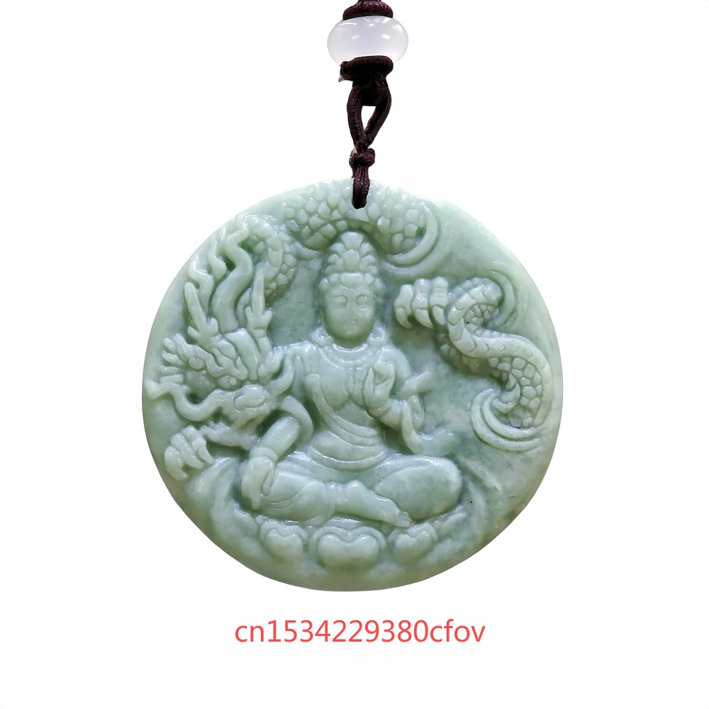 Natural Real Jade Bodhisattva Pendant Necklace Fashion Green Jewelry Luxury Accessories Chinese Carved Charm Talismans Gifts