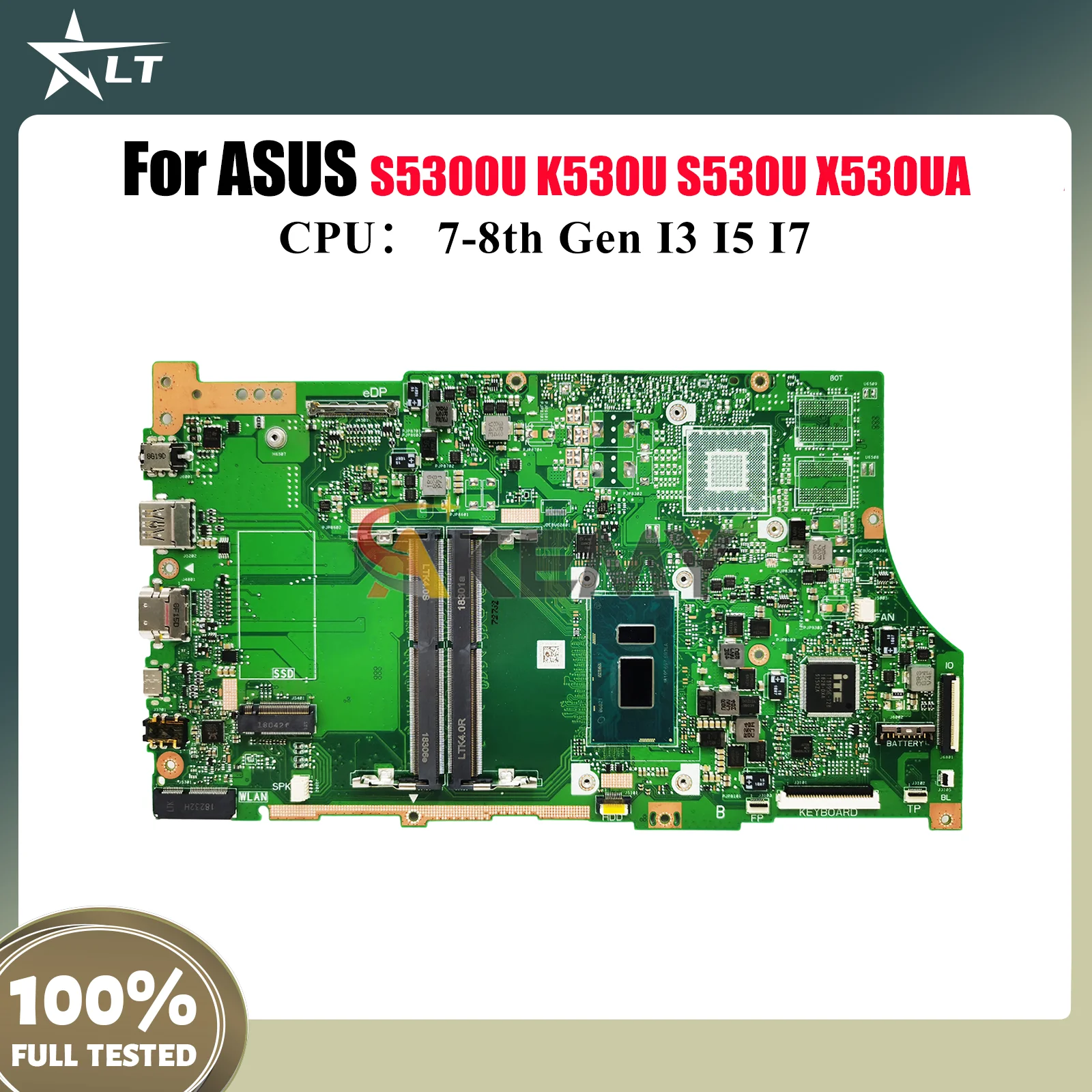

X530UA Laptop Motherboard For ASUS VivoBook K530U X530UA S5300U S530U X530U X530UN Mainboard With I3 I5 I7 CPU 100% tests OK stk