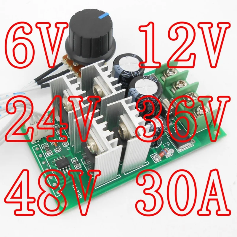 DC 6-60V Motor Speed Control PWM Motor Speed Controller Switch 20A Current Voltage Regulator High Power Drive Module