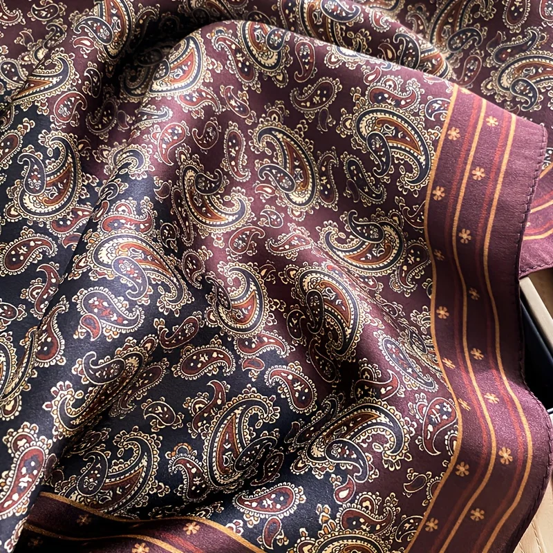 100% Reine Seide Quadratischer Schal Vintage Paisley Bandana Halstuch Haarschal Stirnband Einstecktuch Luxus-Krawattentasche für Frauen Geschenk – Detail 8