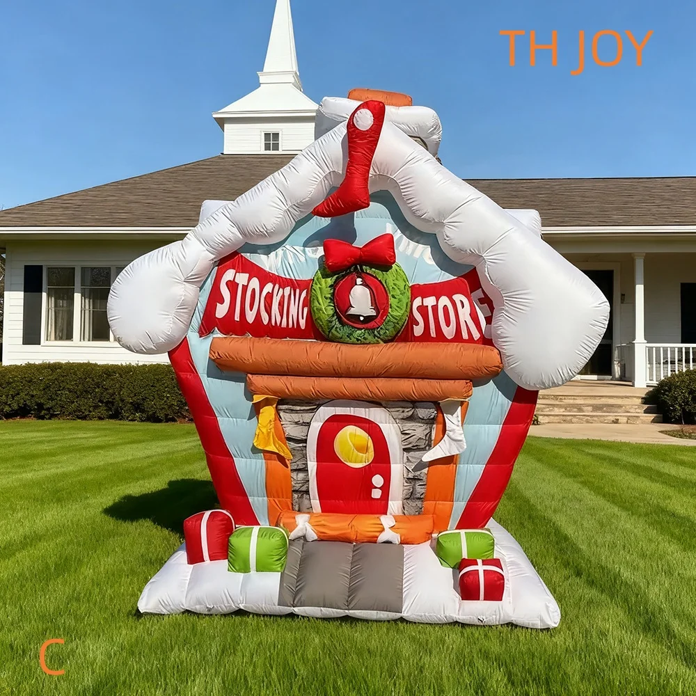 

fast air ship to door, 2025 new design Inflatable Christmas House Inflatable Santa Grotto for yard decoration