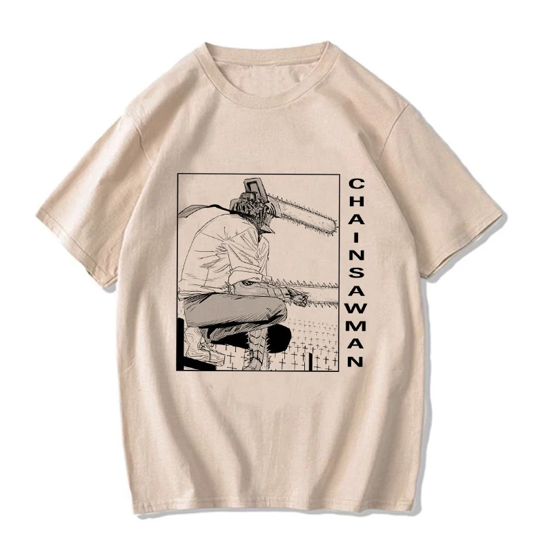 EU Japanese Anime Chainsaw Man T Shirt Cartoon Pochita T-shirt Makima Harajuku Graphic Tees Unisex Clothing Tops Tshirt Manga