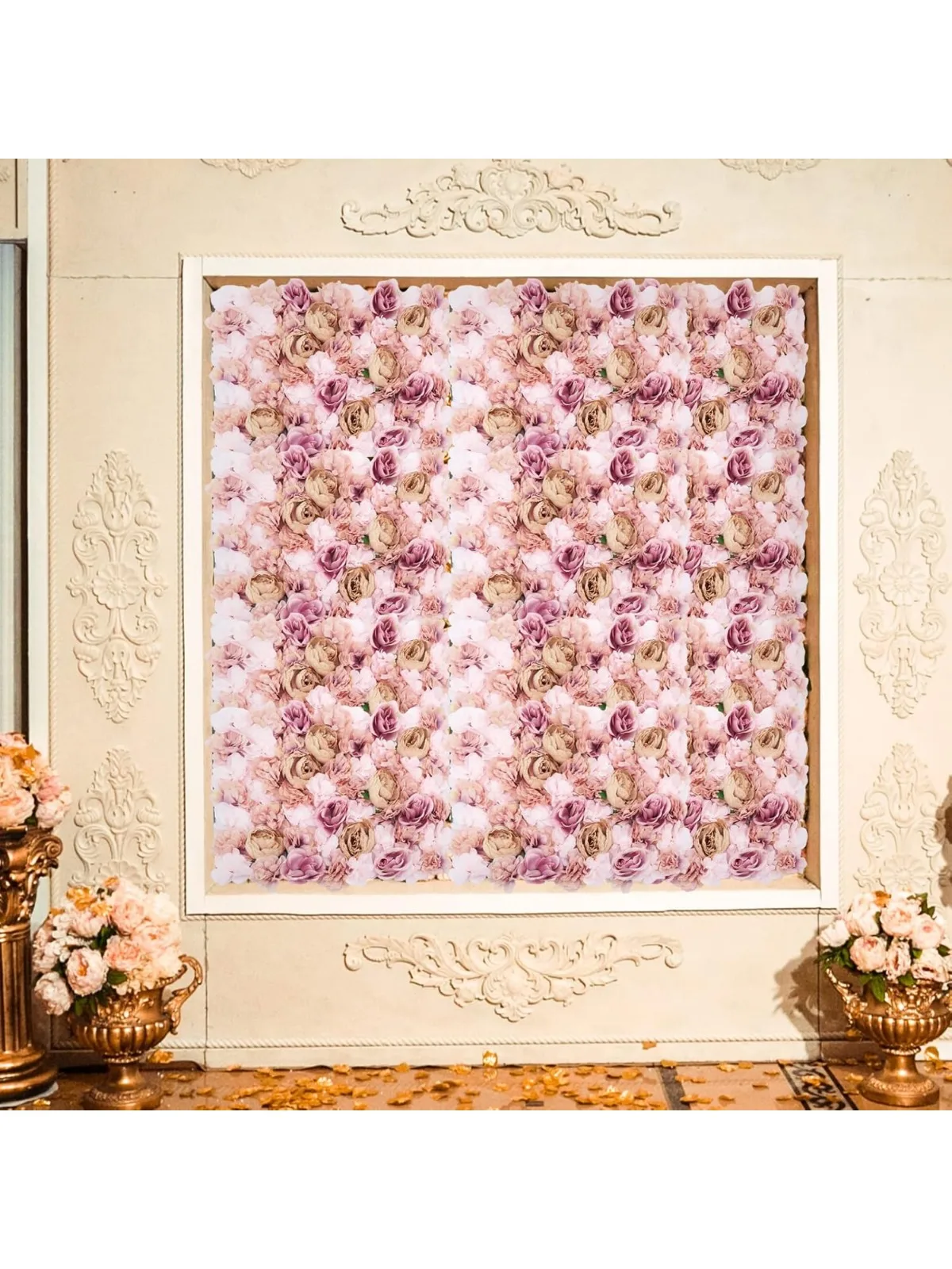 

6 Pack Artificial Flower Wall Panel 24''x16'' Flower Wall Decor Floral Backdrop for Party Decor Wall Panels Interior Wall Decor