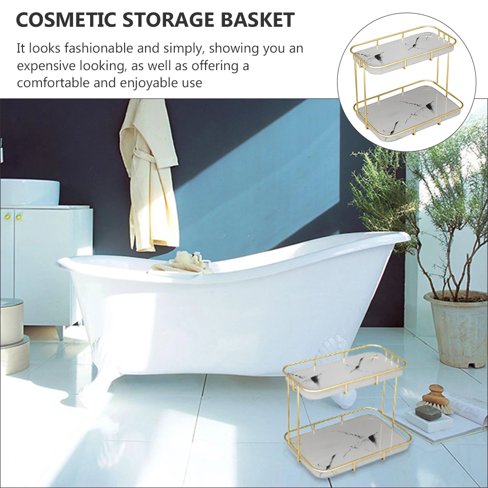 

Wash Rack Makeup Display Storage Shelving Jewelry Shelf Brass Organizer Basket