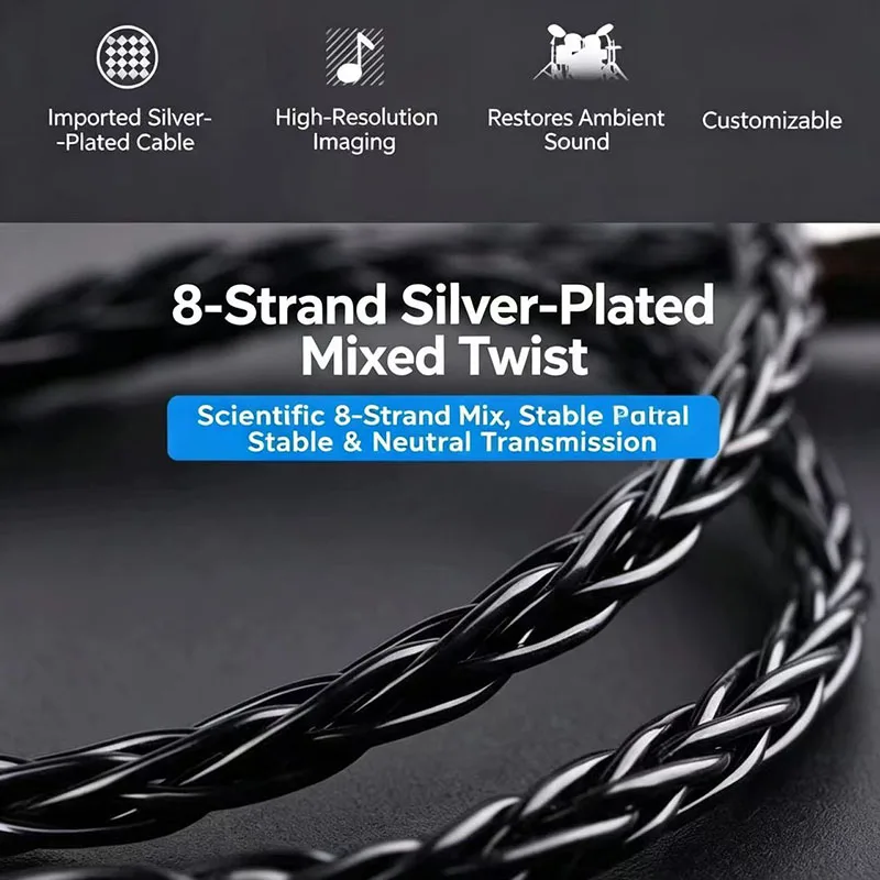 QCC5181 Bluetooth 6.0 400mAh Dual‑Battery 8‑Strand Silver‑Plated LDAC Audio Wire Support LDAC for MMCX 0.78 0.75 QDC Earphone