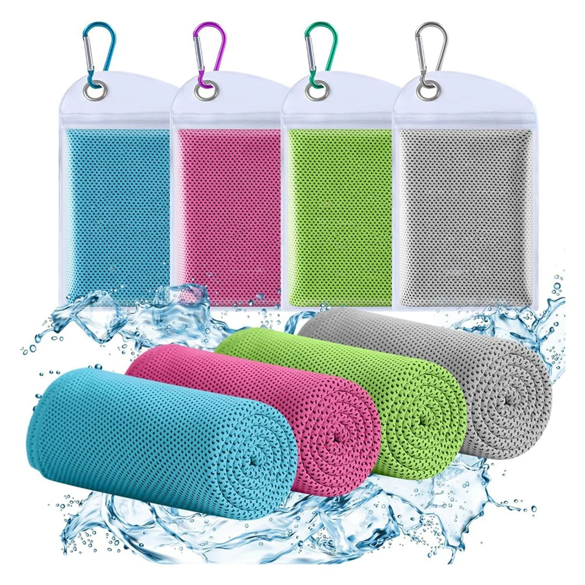 4 Pack Cooling Towels, Breathable Gym Towels Cooling Towels for Neck and Face for Gym Yoga, Camping, Fitness,