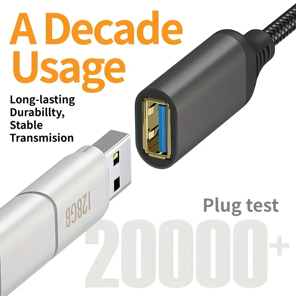 Nylon Braided 1-5M USB3.0 Male Female Extension Cable 5Gbps Stable Transmission Data Sync Flexible  for Smart Laptops Tvs Ps4 image 3