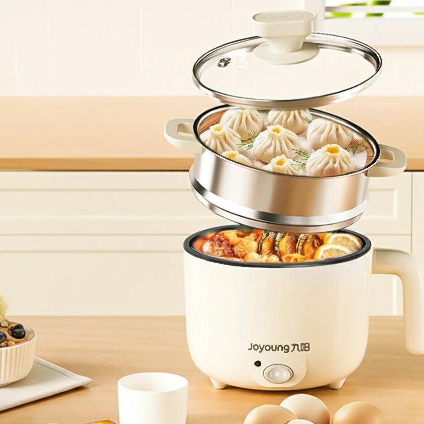 

Electric cooking pot for dormitory students, multifunctional steamer and cooker, home use, small non-stick hot pot