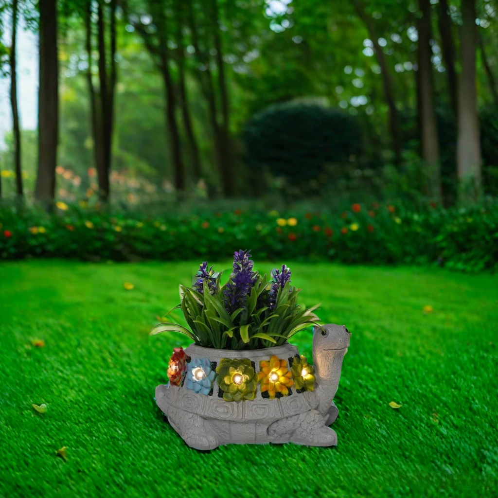 การออกแบบใหม่: กระถางดอกไม้เต่าฉ่ําตกแต่งลานกลางแจ้งงานฝีมือเรซินรายการตกแต่งระเบียงการ์ตูน