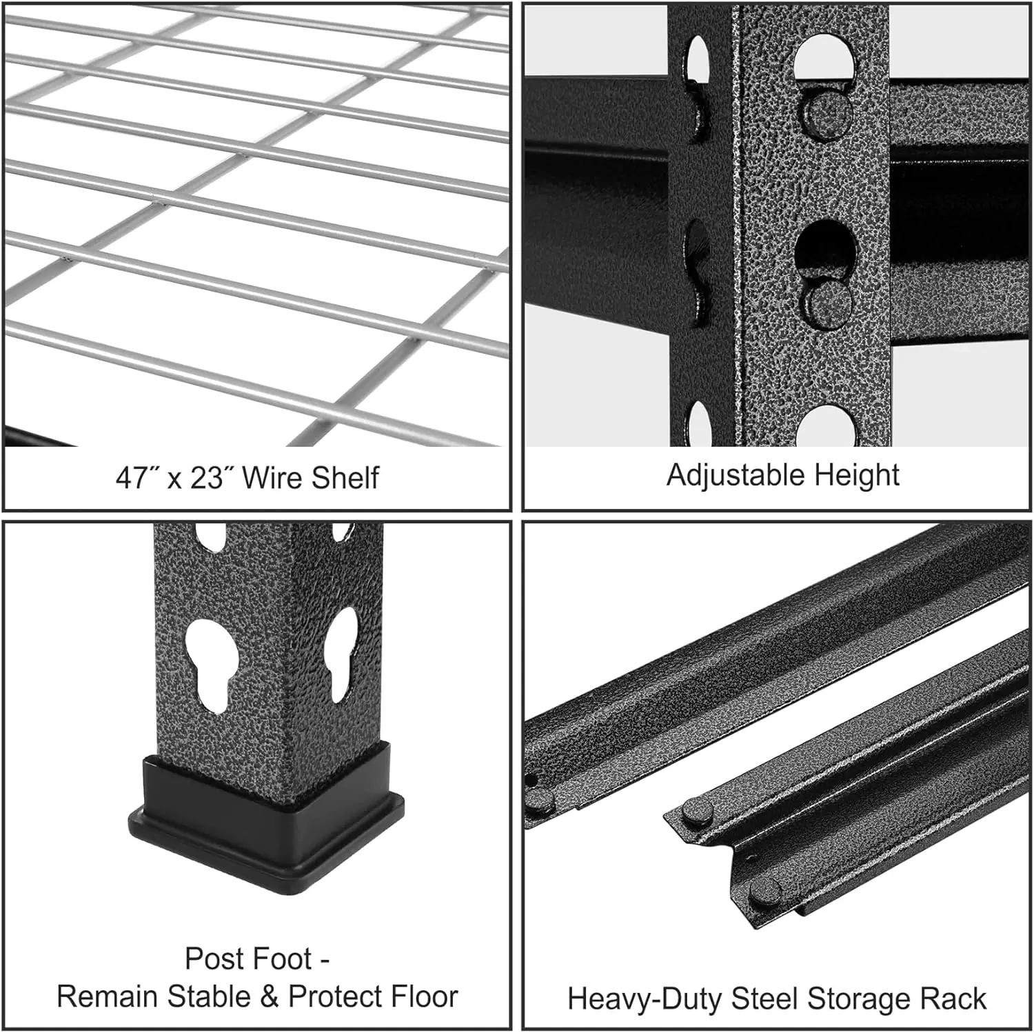 4000 lbs Load Capacity (Total), for Garage, Kitchen, Bathroom, Warehouse, Black/Sliver