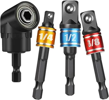 Czarny 105 °   Wkrętak tokarski Złącze wiertarki elektrycznej Gniazdo wkrętaka narożnego 3-częściowy sześciokątny zestaw narzędzi przedłużających do konwersji