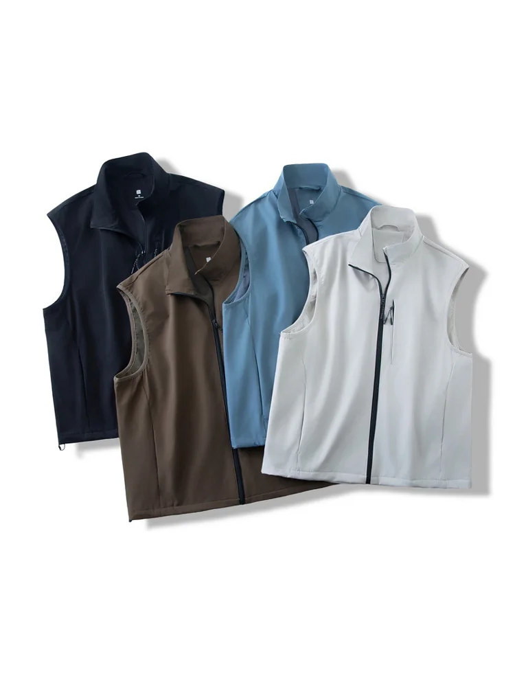 

Spring Autumn Outdoor Fiing Casual American Sle Stand Collar Open Cardigan Jaet Loose Vest Men's Faion Polyester Fiber