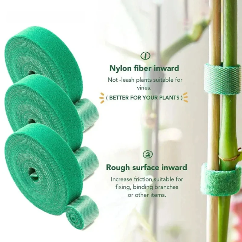 3/5/10/25M Garden Plant Support Tie 10MM Self Adhesive Tape Nylon Plants Holder Straps Reusable Bamboo Cane Care Fixing Tools