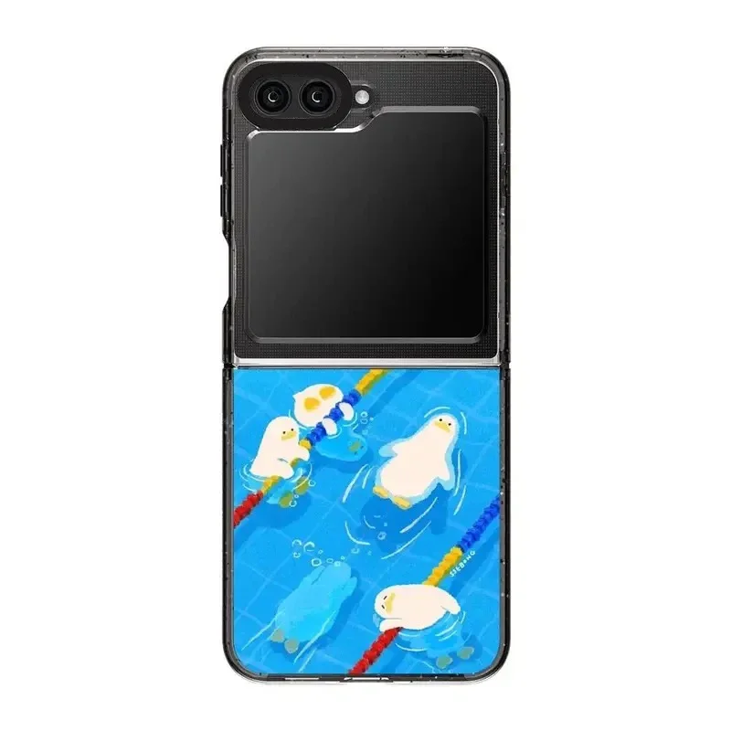 

Cartoon Duck Phone Case for Samsung Galaxy Z Flip 3 4 5 6 Back Cover for ZFlip6 ZFlip5 ZFlip4 Hard Case Shell