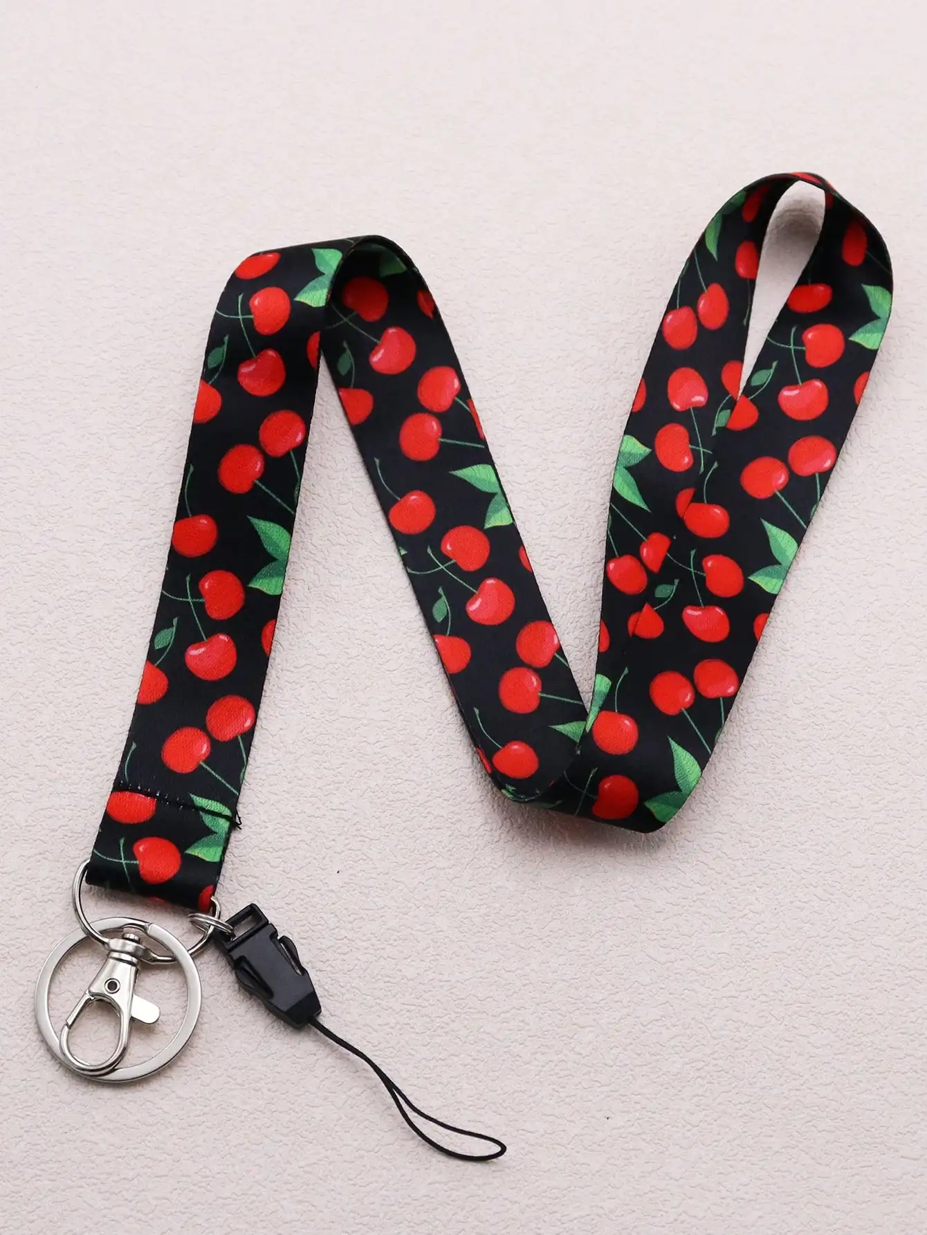 لطيف الكرز المعلم الحبل لمفتاح المفاتيح معرف شارة اسم حامل بطاقة الرقبة شريط لتعليق الهاتف المحمول حلقة رئيسية اكسسوارات النساء هدية #1