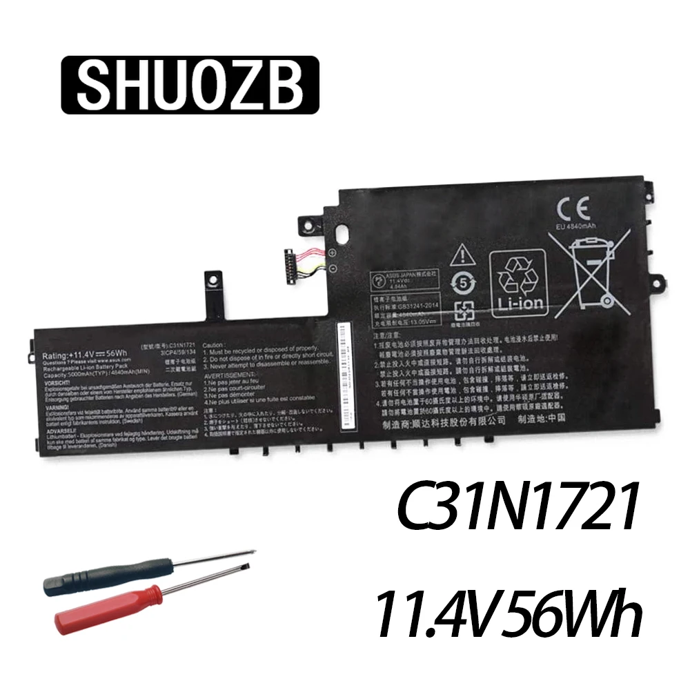 

SHUOZB 11.4V 56Wh C31N1721 Laptop Battery For Asus E406SA L406SA L406MA E406MA R420SA Series Notebook 0B200-0283010 Free Tools