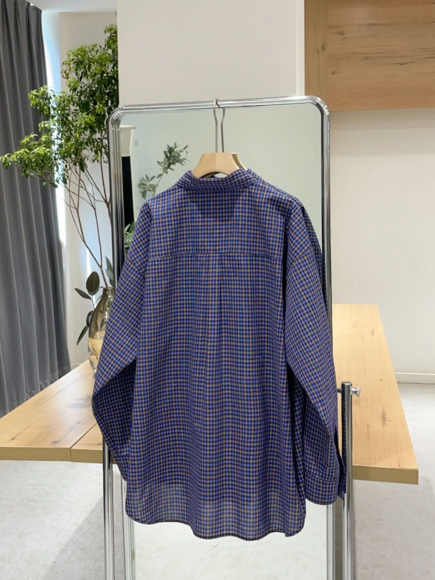 

Nok Xiaola Authentic Plaid irt Vintage Single Button Loose Fit Women's Casual Cotton Long Sve Ne Daily Wear