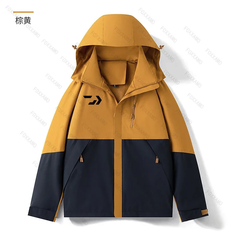 Autumn Outdoor Sports Mountain Jackets Mens Hiking Waterproof Removable Hooded Field Fishing Thin Outwear Coat Size 6XL