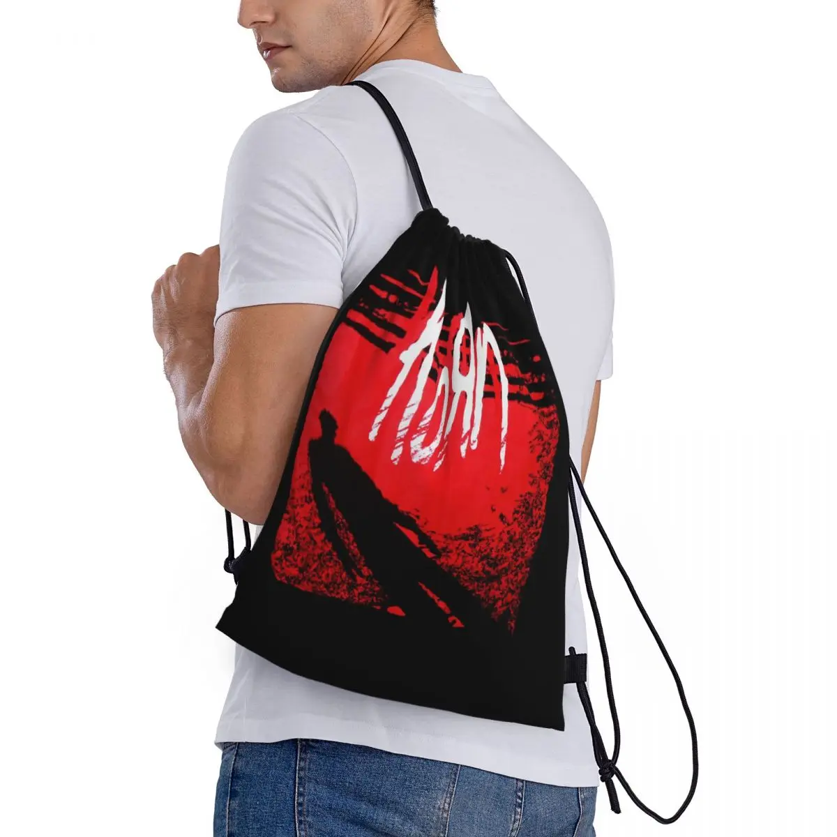 

Korn Metal Rock Music Backpacks Portable Drawstring Bags Sports Bag Book Bags for Man Woman School