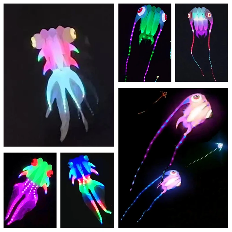 Led fish kite flying trilobites factory kite for adults kite string line programmable toys large kite dragon kite Air bounce fun