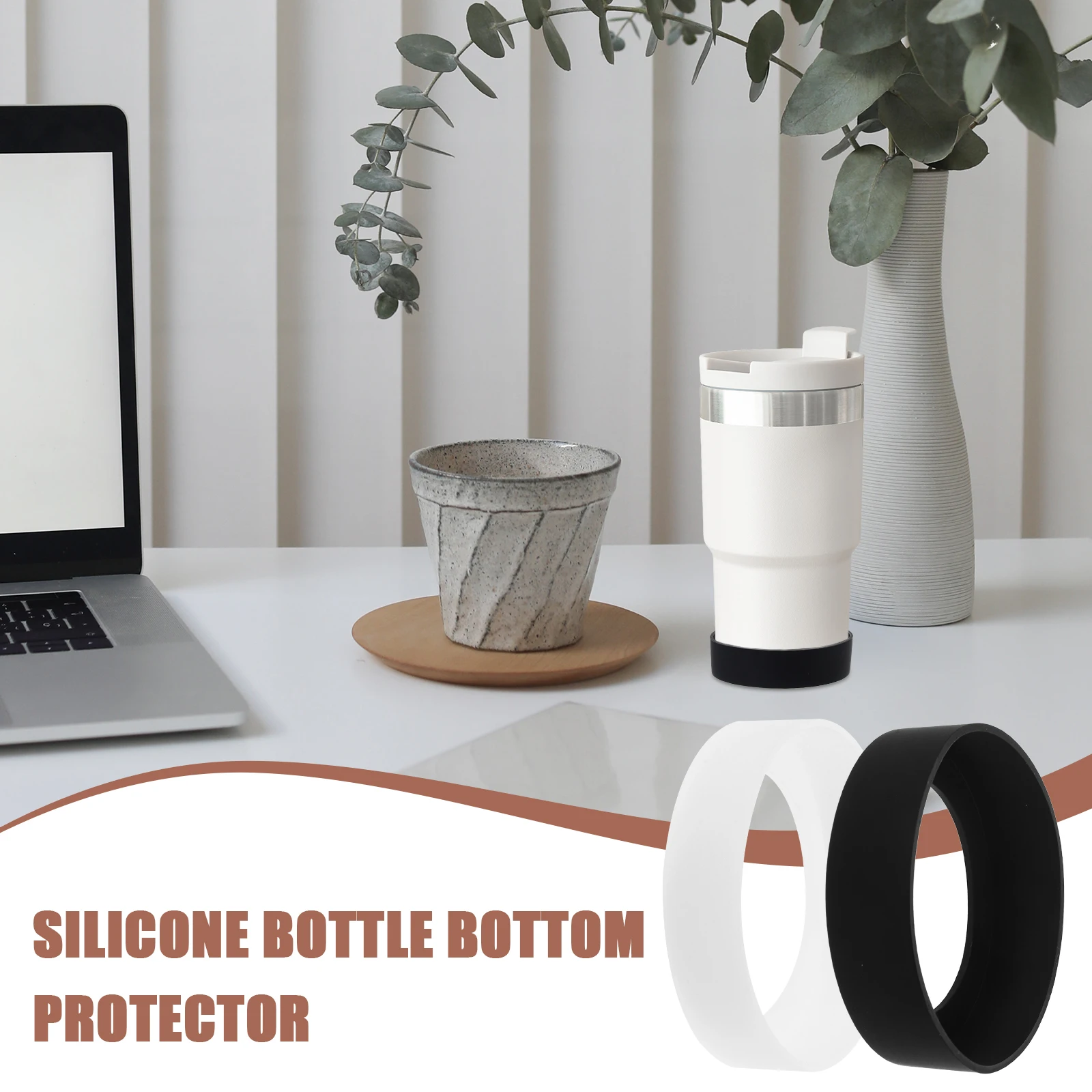 

4pcs Silicone Bottle Boot Reusable Water Bottle Bottom Protector Insulated Cup Sleeve Anti-Slip Tumbler Cover Durable Home
