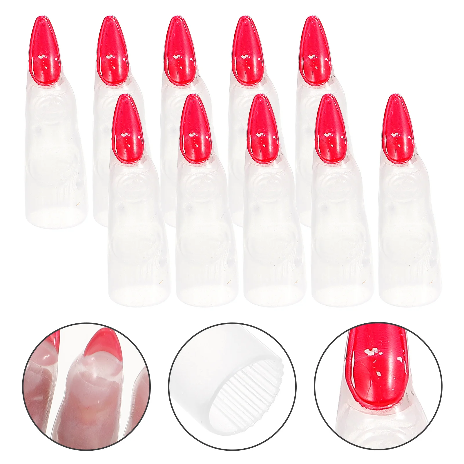 

10Pcs Halloween Fake Witch Fingers Glowing Nail Covers Scary Costume Prank Party Supplies Glowing Witches Nails
