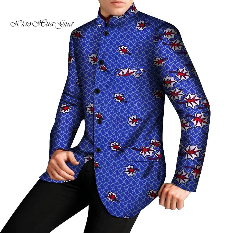 

African Men Clothing Bazin Riche Ankara Coats Party Wedding Business African Men Jacket Slim Suits Dashiki Blazer WYN508