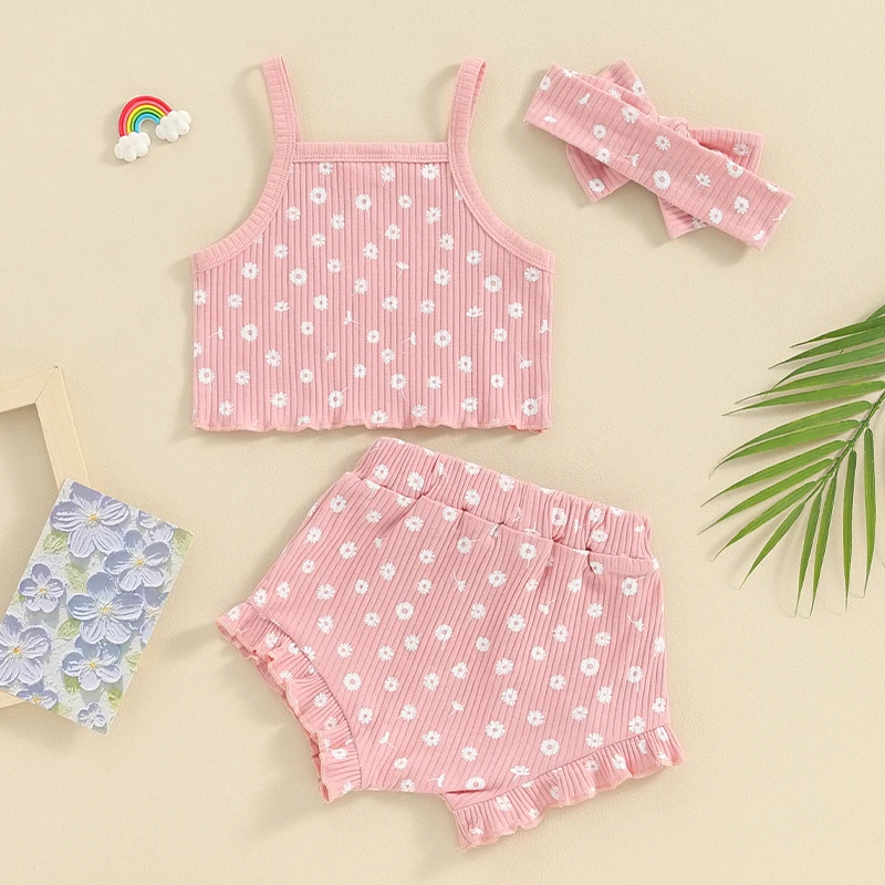 Tenues 3 pièces pour tout-petits filles, imprimé à pois, ceinture en fibre précieuse Y et élastique, short, ensemble de bande de sauna, AdtosSummer