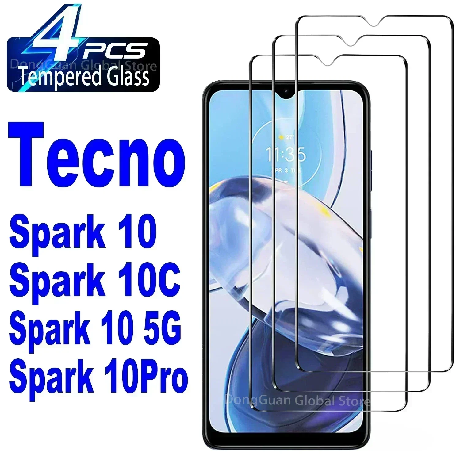 2/4Pcs Tempered Glass For Tecno Spark 10 5G Pro 10C Screen Protector Glass Film