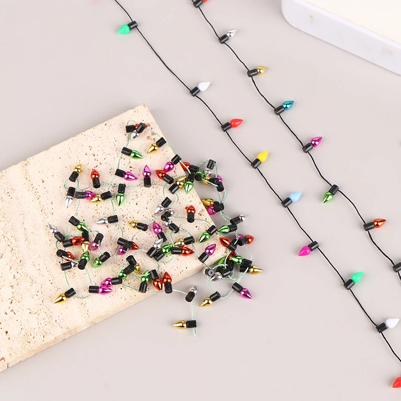 1:12 Christmas Miniature Mini Bulbs String No Electricity Colorful Dollhouse Decorations Xmas Tree Ornaments Party Supplies