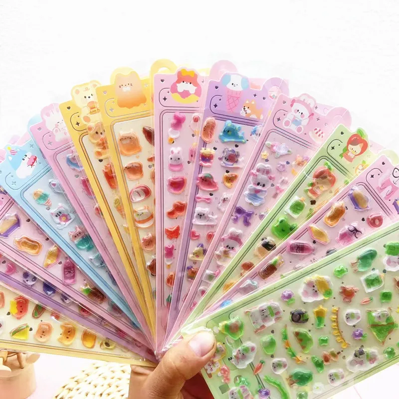 12-個-3d-漫画かわいいエンボスステッカー固体硬質樹脂子供-diy-クリエイティブ装飾電話ケース用スクラップブックジャーナルステッカー