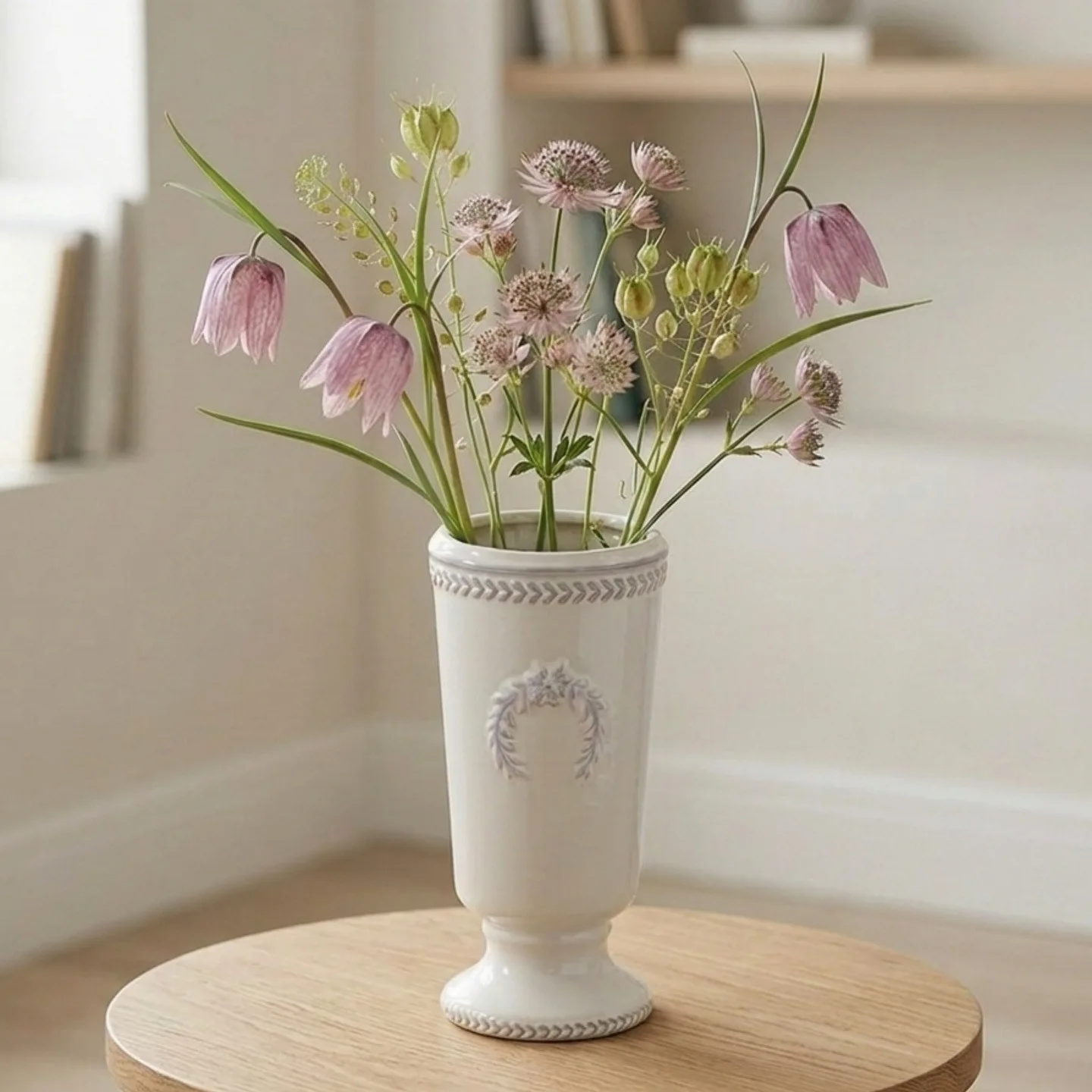 YFY ceramic vase goblet shape simple retro white home study entrance decorative ornament water flowers