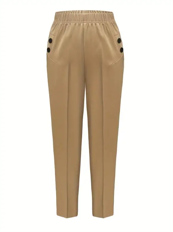 2026 Elegante Nieuwe Mode Lente en Zomer Dunne Hoge Taille Hangende Elastische Taille Dubbele Zak Geruite Casual Smalle Pijpen Broek