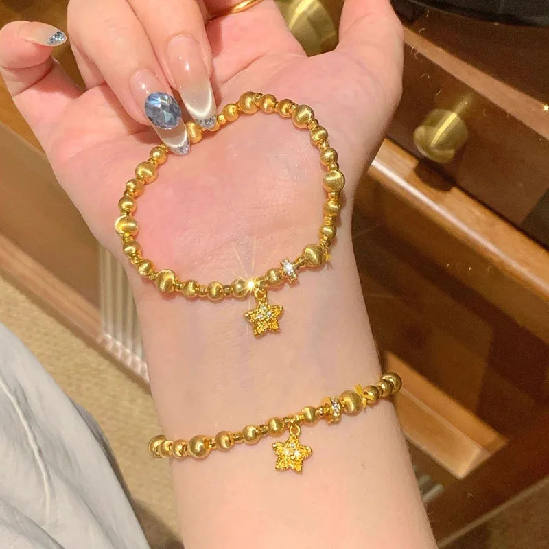 Classic Sparkling Cat Eye Round Bead Star elastic rope Bracelets for Women Matte Retro Stackable Style Bracelet Banquet Jewelry